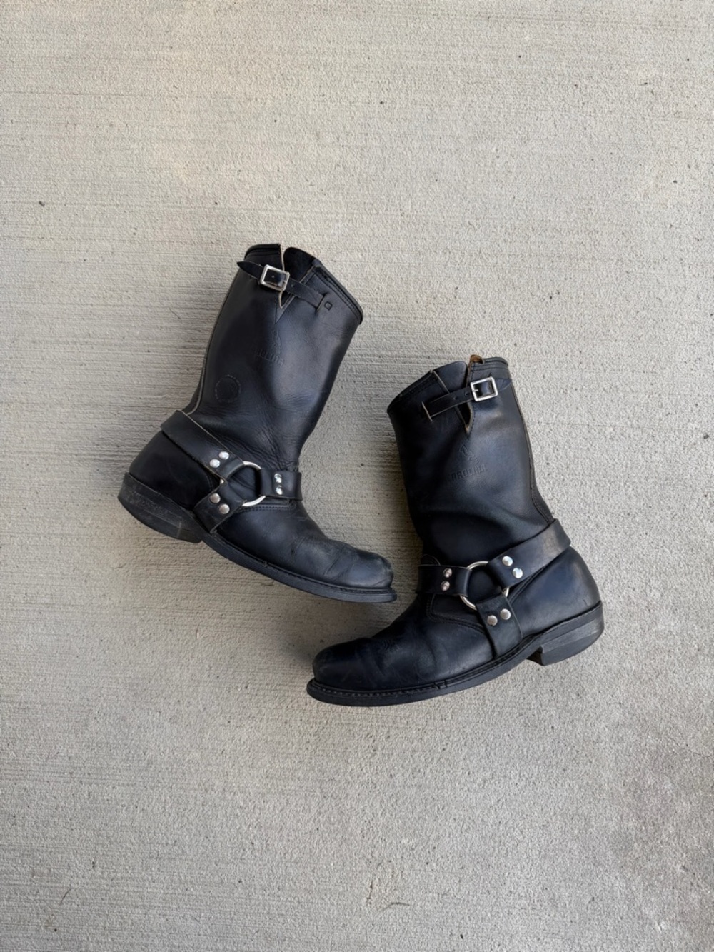 Vintage Carolina Engineer Harness Boots Black Leather Soft Toe USA Size 10 *READ